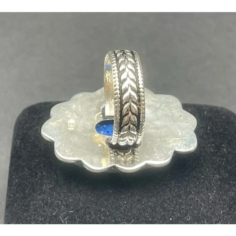 Sterling Silver Blue Oval Sodalite Ring Size 9.25 Bali Style Stamped 925 13.7 gr